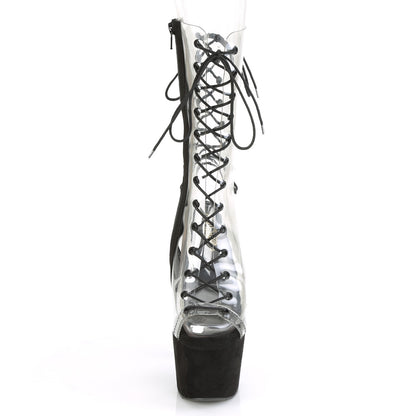 ADORE-700-60FS *7" Heel, 2 3/4" PF Lace-Up Mid Calf Boot, Side Zip