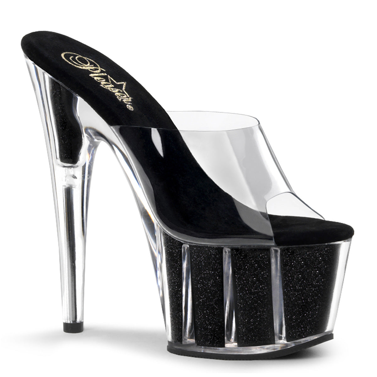 ADORE-701G 7" Heel, 2 3/4" PF Glitter-filled Slide