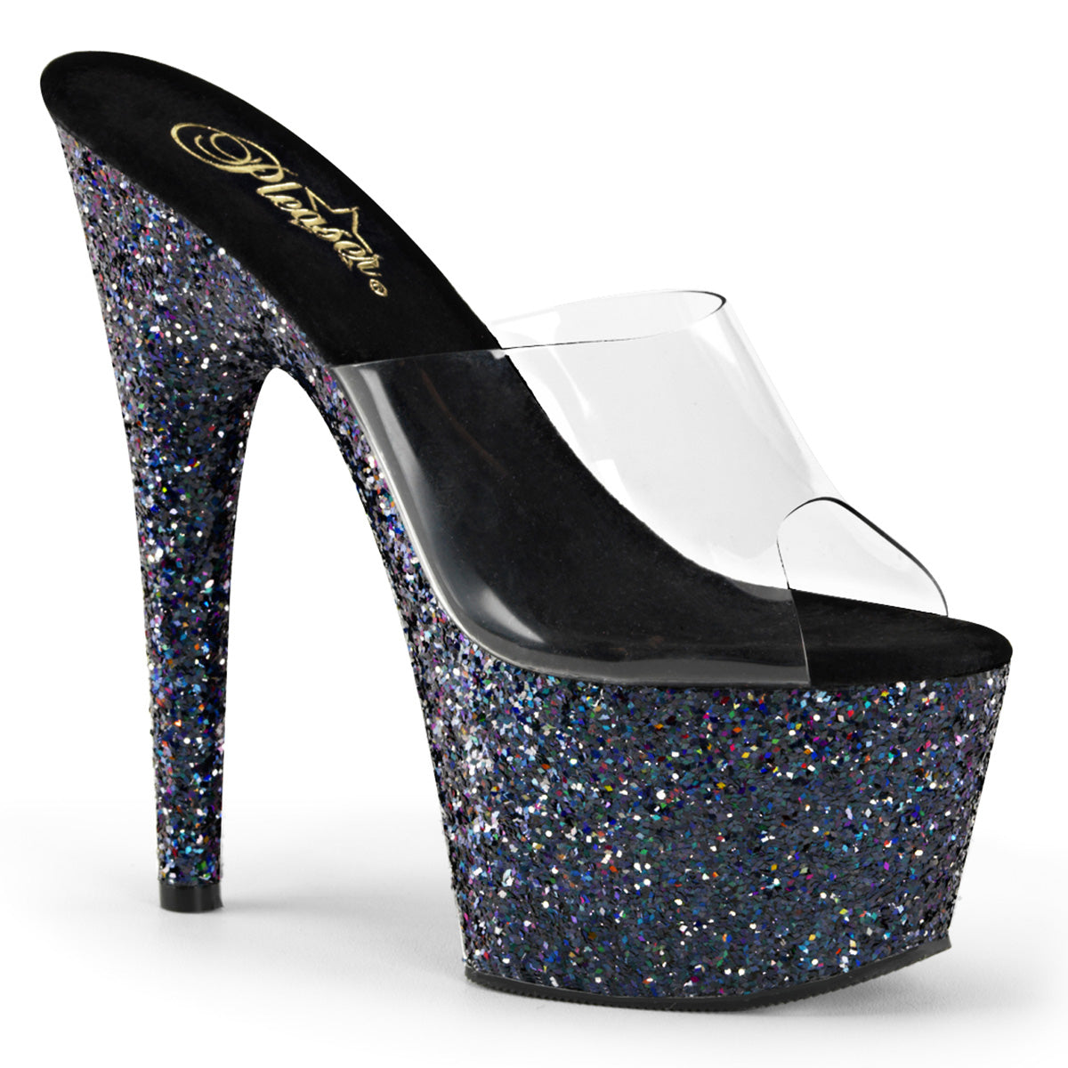 ADORE-701LG 7" Heel, 2 3/4" PF Slide W/Holo Glitter Bottom