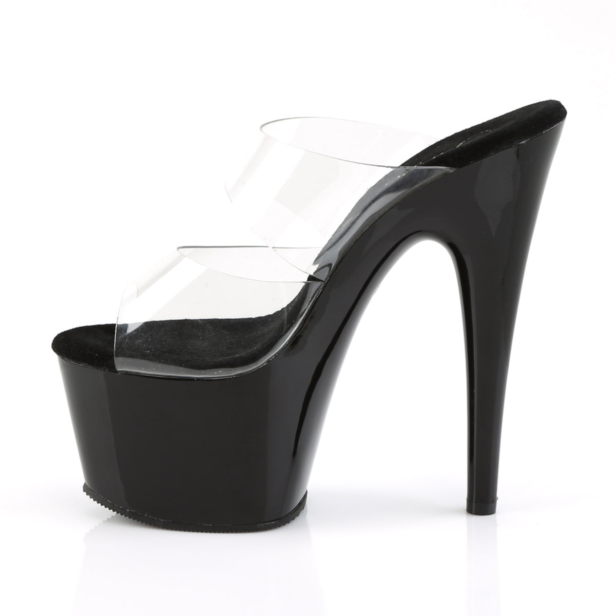 ADORE-702 7" Heel, 2 3/4" PF Slide, Two-Band Clear Straps