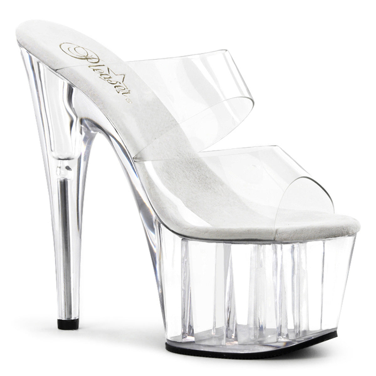 ADORE-702 7" Heel, 2 3/4" PF Slide, Two-Band Clear Straps