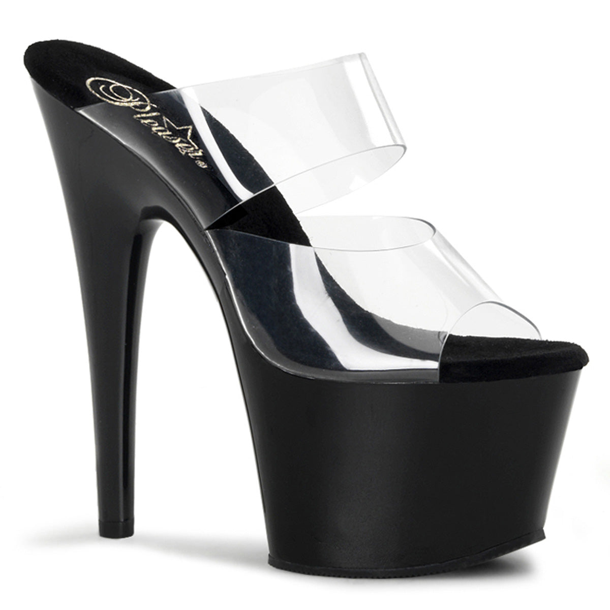 ADORE-702 7" Heel, 2 3/4" PF Slide, Two-Band Clear Straps