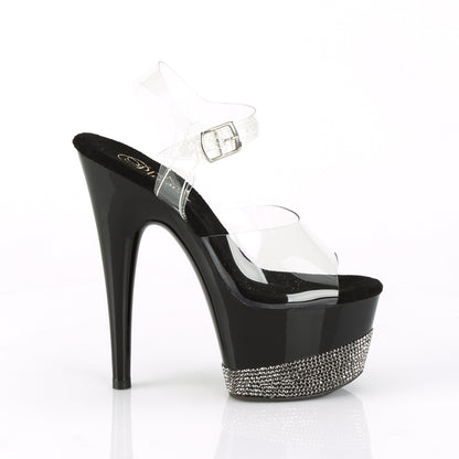 ADORE-708-3 7" Heel, 2 3/4" PF Ankle Strap Sandal w/ Rhinestone Platform
