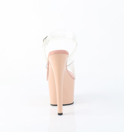 ADORE-708 7" Heel, 2 3/4" PF Ankle Strap Sandal w/ Chrome Plated Btm