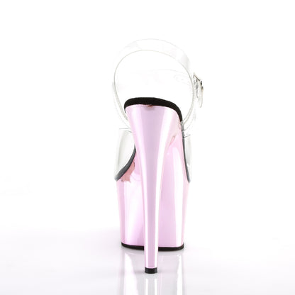 ADORE-708 7" Heel, 2 3/4" PF Ankle Strap Sandal w/ Chrome Plated Btm