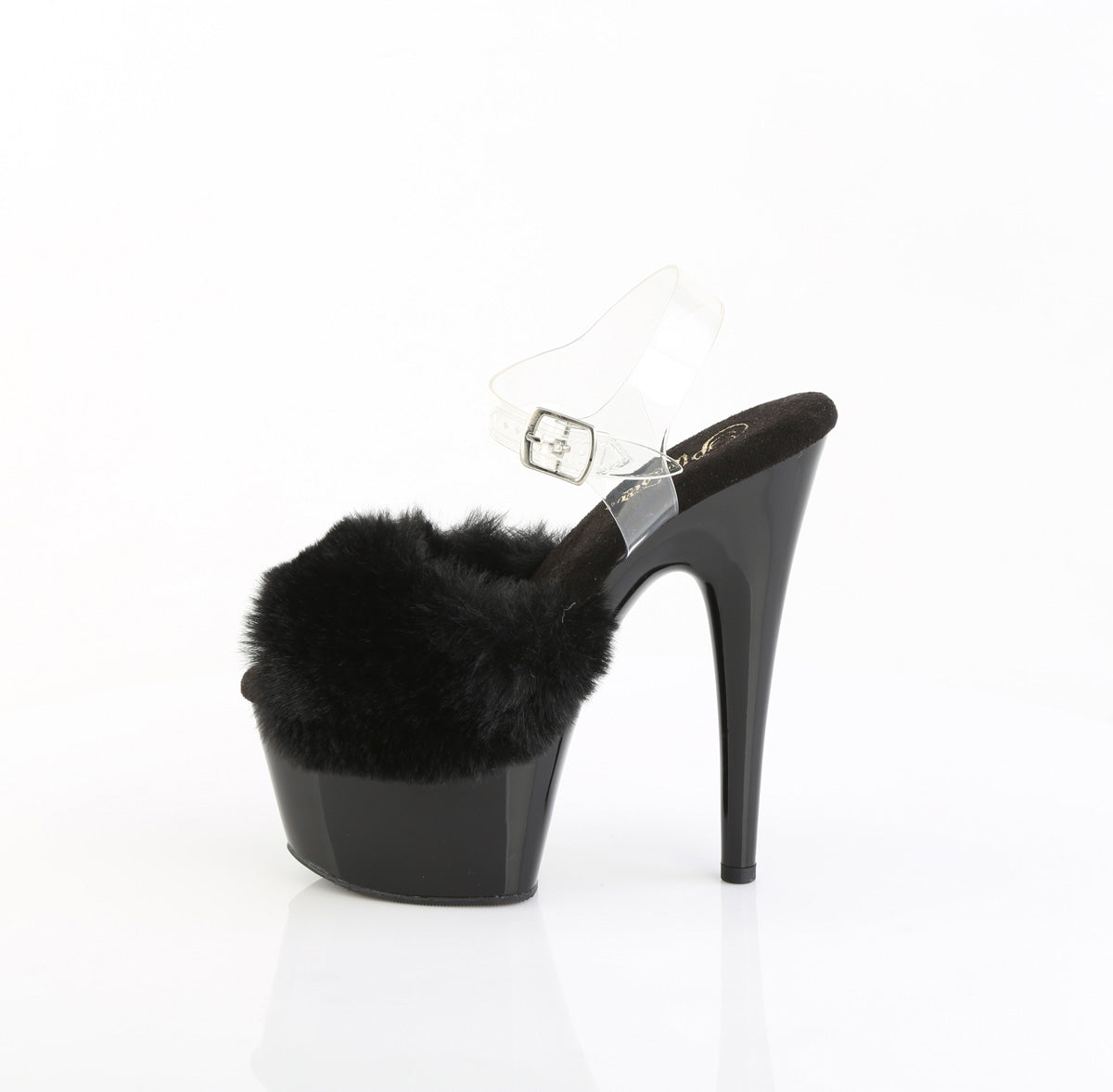ADORE-708FUR 7" Heel, 2 3/4" PF Ankle Strap Sandal w/ Fur Upper