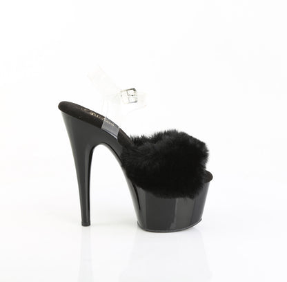 ADORE-708FUR 7" Heel, 2 3/4" PF Ankle Strap Sandal w/ Fur Upper