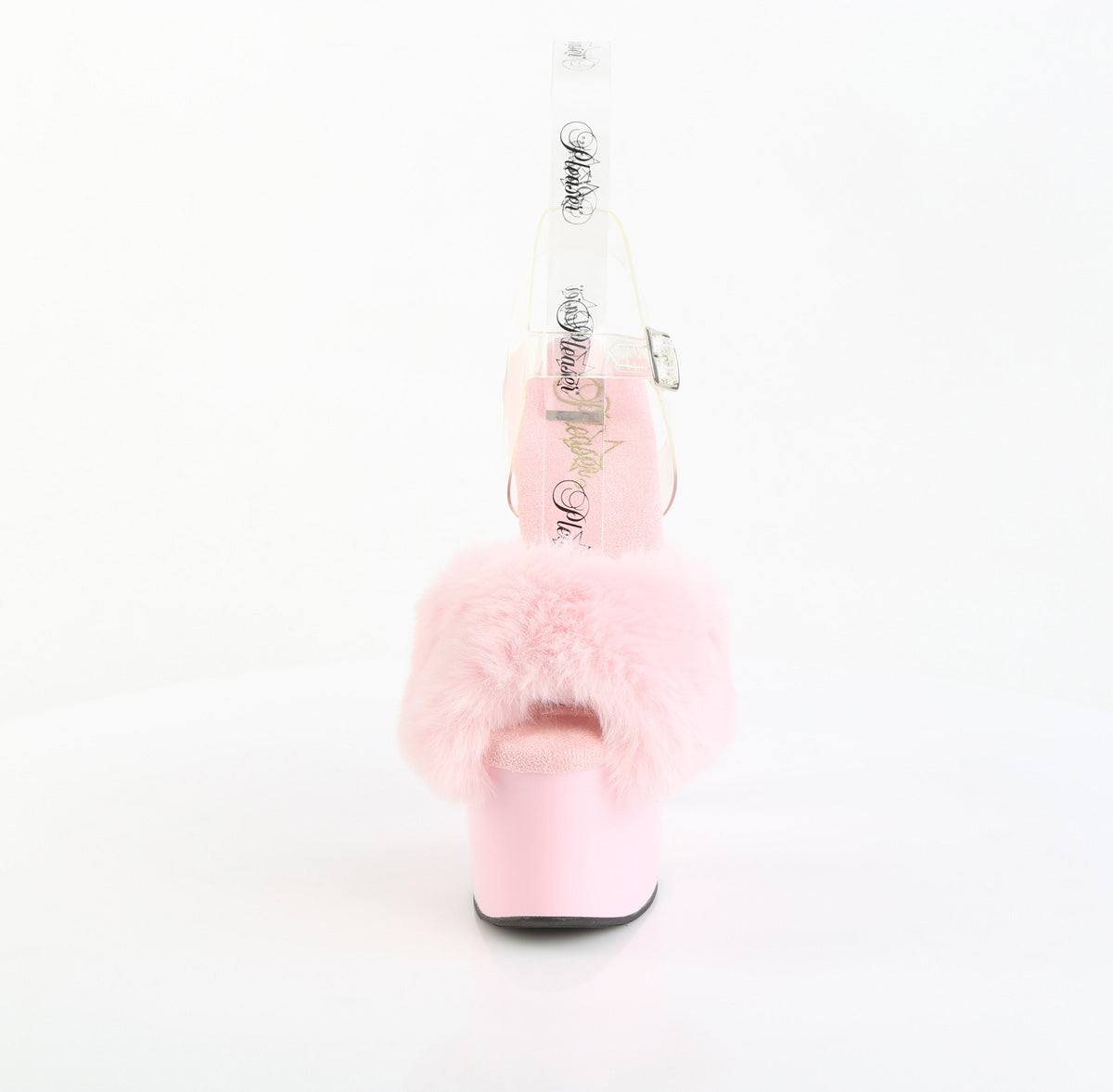 ADORE-708FUR 7" Heel, 2 3/4" PF Ankle Strap Sandal w/ Fur Upper