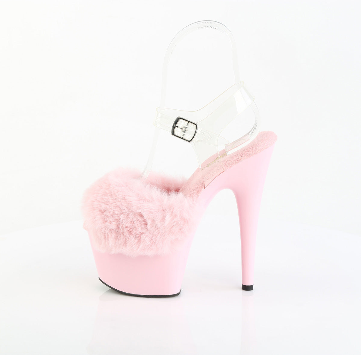 ADORE-708FUR 7" Heel, 2 3/4" PF Ankle Strap Sandal w/ Fur Upper