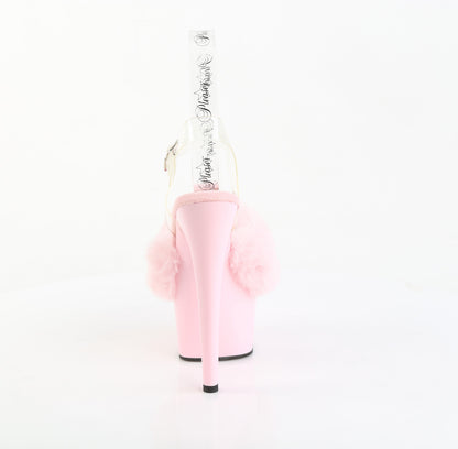 ADORE-708FUR 7" Heel, 2 3/4" PF Ankle Strap Sandal w/ Fur Upper