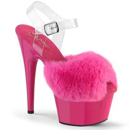 ADORE-708FUR 7" Heel, 2 3/4" PF Ankle Strap Sandal w/ Fur Upper