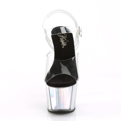 ADORE-708HGI 7" Heel, 2 3/4" PF Ankle Strap Sandal w/ Hologram Inserts