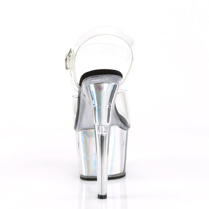 ADORE-708HGI 7" Heel, 2 3/4" PF Ankle Strap Sandal w/ Hologram Inserts