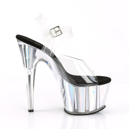 ADORE-708HGI 7" Heel, 2 3/4" PF Ankle Strap Sandal w/ Hologram Inserts