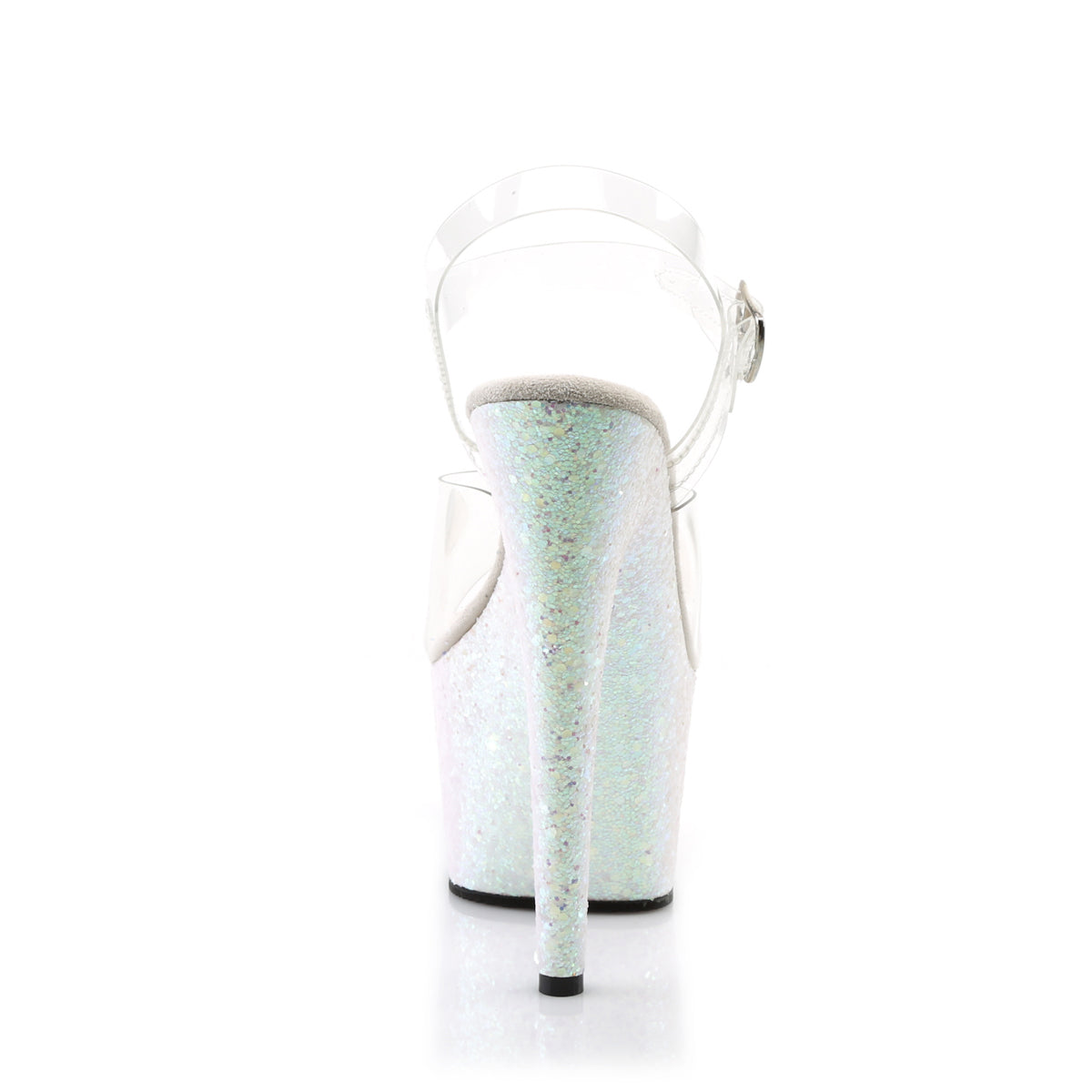 ADORE-708LG *7" Heel, 2 3/4" PF Ankle Strap Sandal w/Glitter Bottom