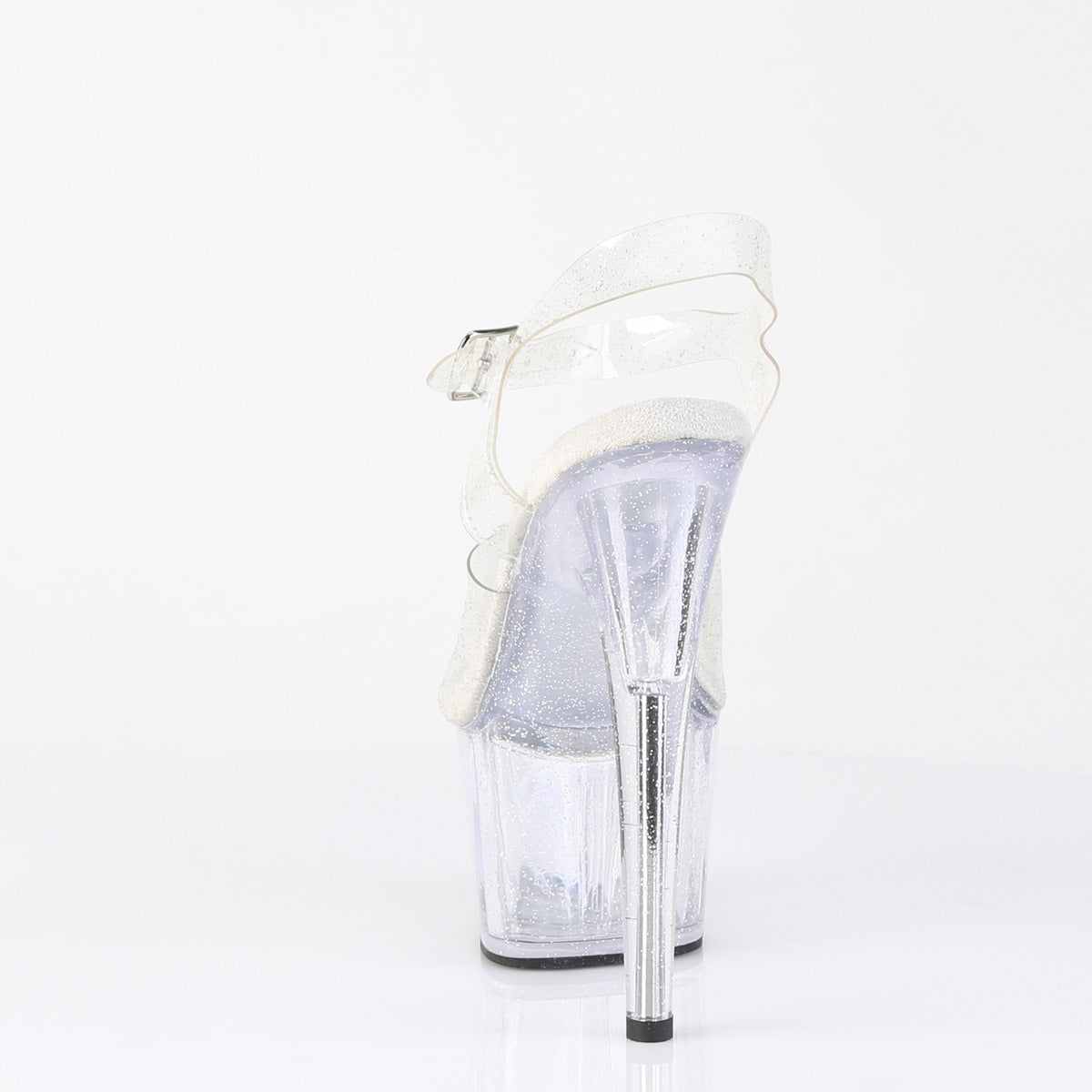 ADORE-708MMG 7" Heel, 2 3/4" PF Ankle Strap Sandal w/Mini Glitter