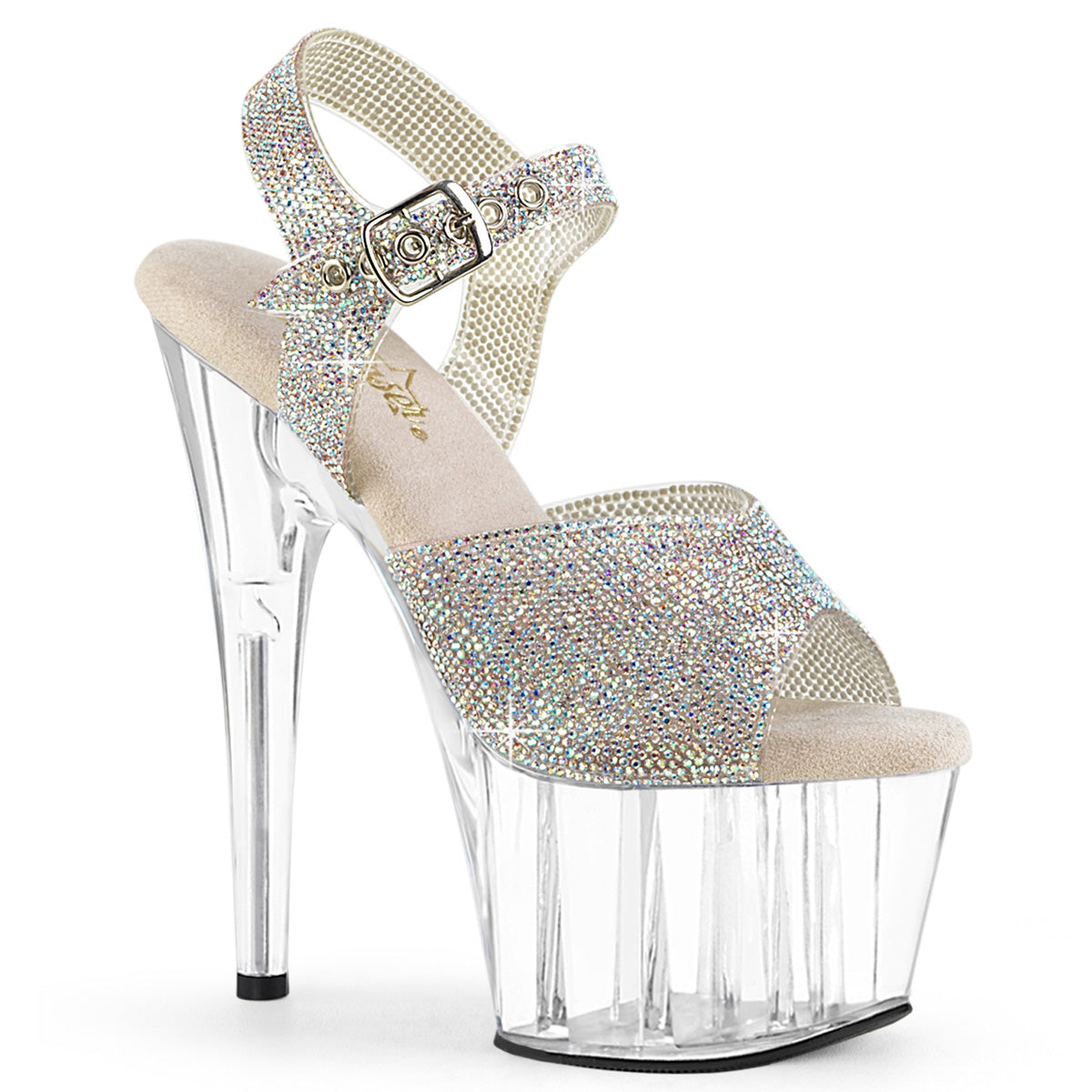 ADORE-708N-RS 7" Heel, 2 3/4" PF RS Embellished Ankle Strap Sandal