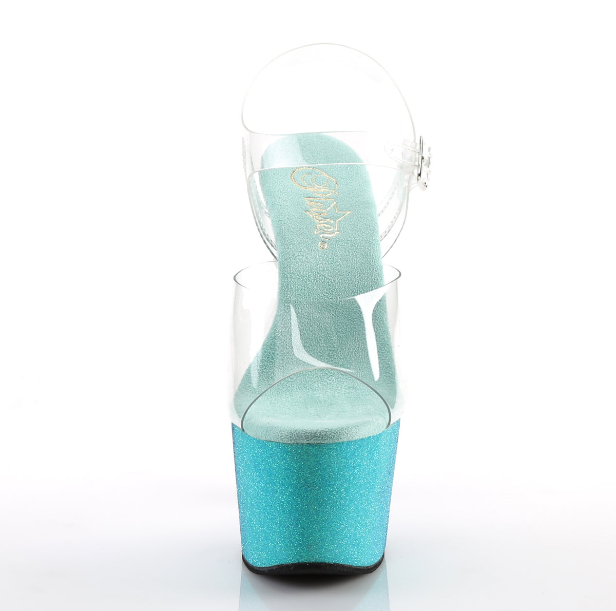 ADORE-708OMBRE *7" Heel, 2 3/4" Ombre Glittered PF Ankle Strap Sandal