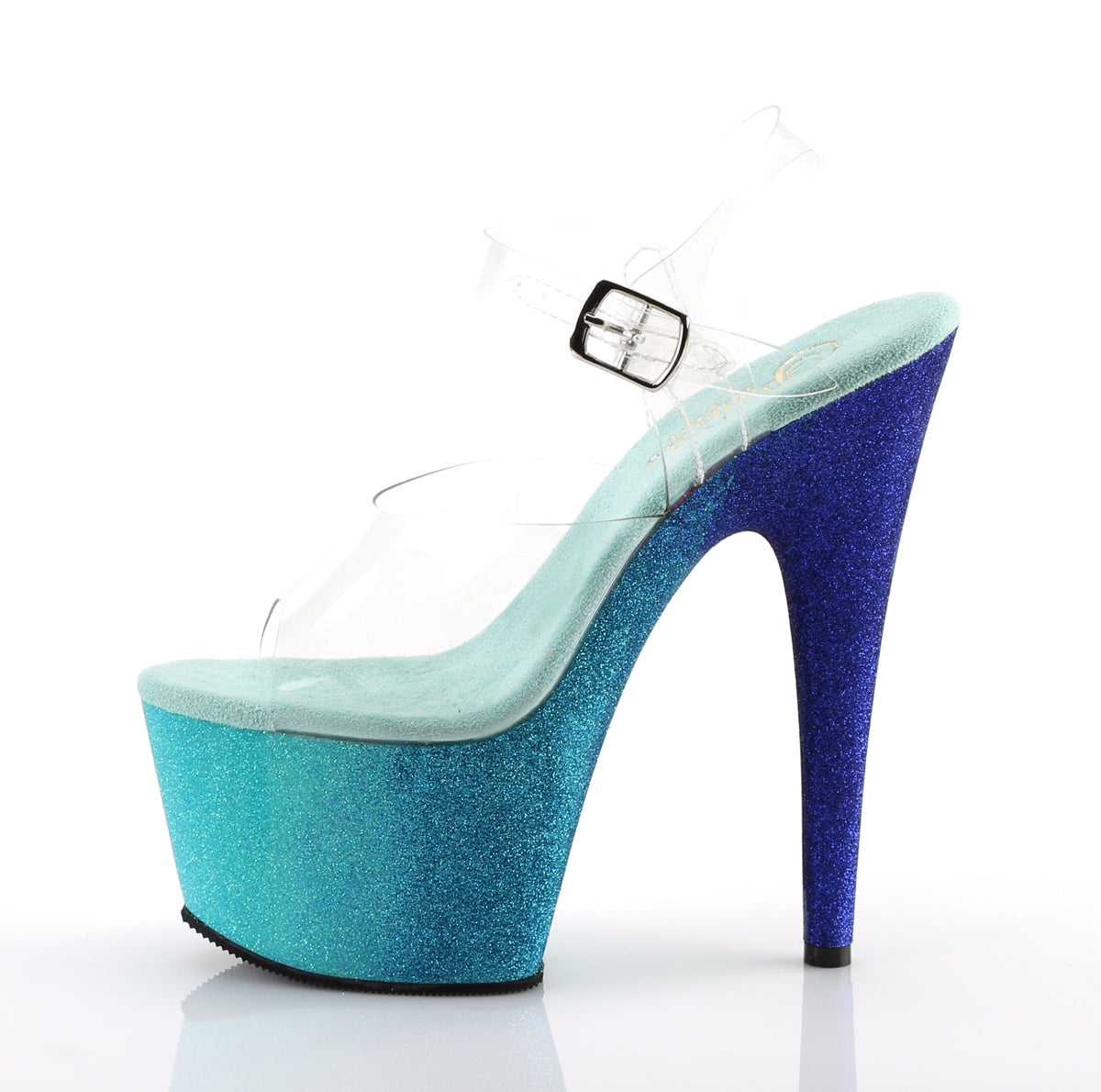 ADORE-708OMBRE *7" Heel, 2 3/4" Ombre Glittered PF Ankle Strap Sandal