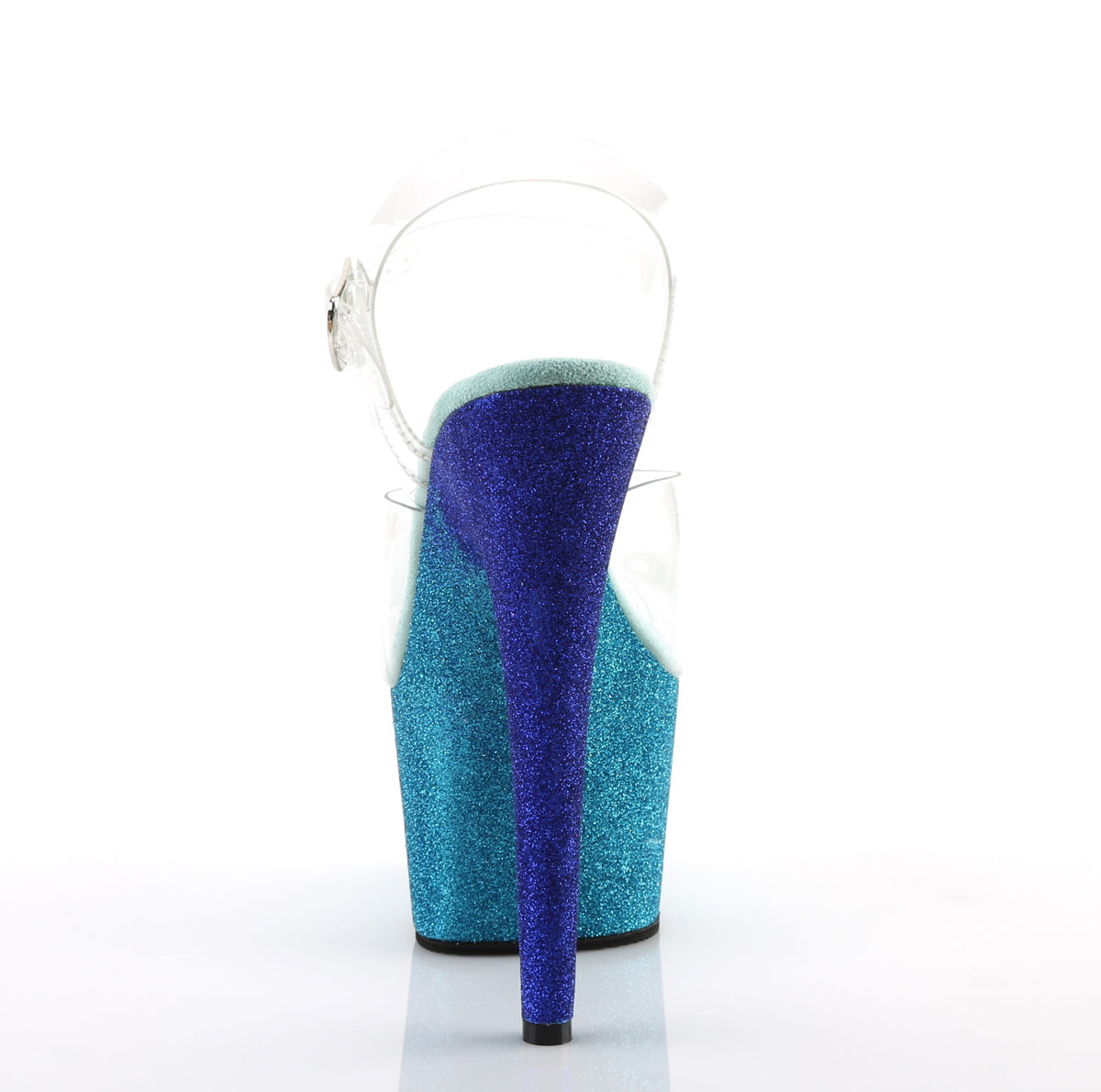 ADORE-708OMBRE *7" Heel, 2 3/4" Ombre Glittered PF Ankle Strap Sandal
