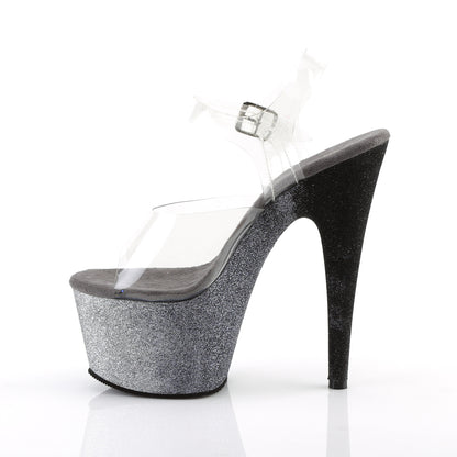 ADORE-708OMBRE *7" Heel, 2 3/4" Ombre Glittered PF Ankle Strap Sandal