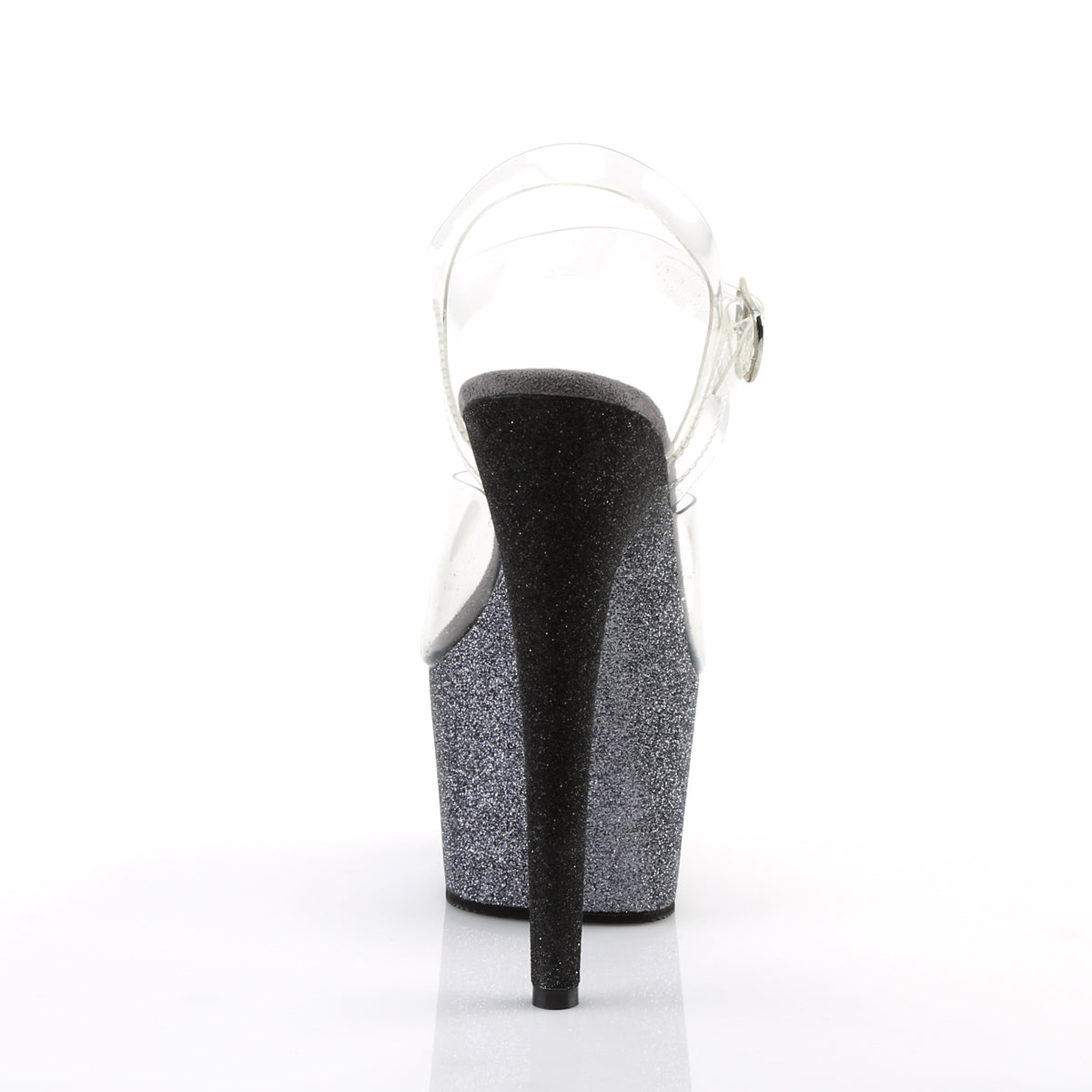 ADORE-708OMBRE 7" Heel, 2 3/4" Ombre Glittered PF Ankle Strap Sandal