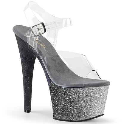 ADORE-708OMBRE *7" Heel, 2 3/4" Ombre Glittered PF Ankle Strap Sandal