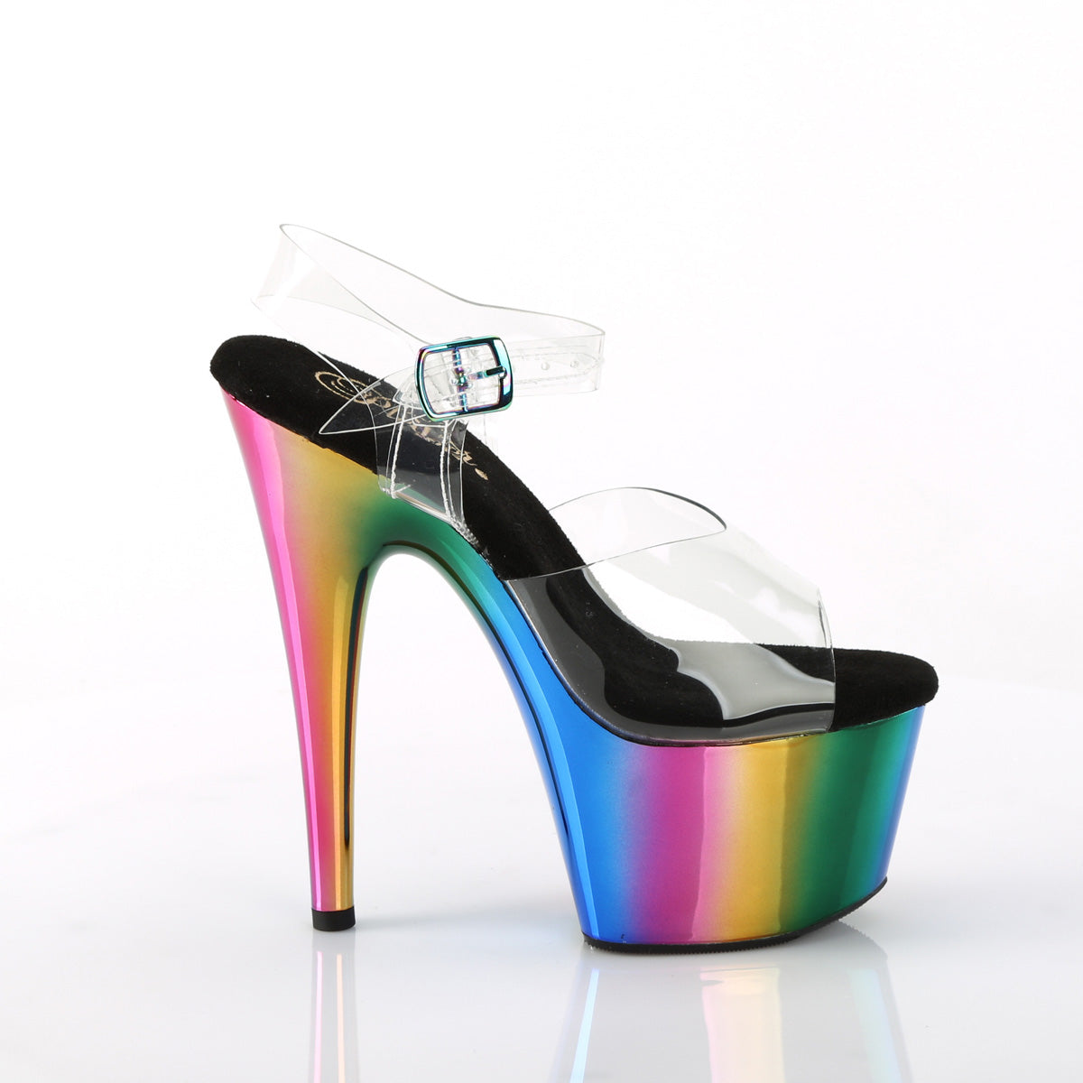 ADORE-708RC **7" Heel, 2 3/4" Chrome Plated PF Ankle Strap Sandal