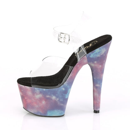 ADORE-708REFL 7" Heel, 2 3/4" PF Ankle Strap Sandal w/ Reflective Effect