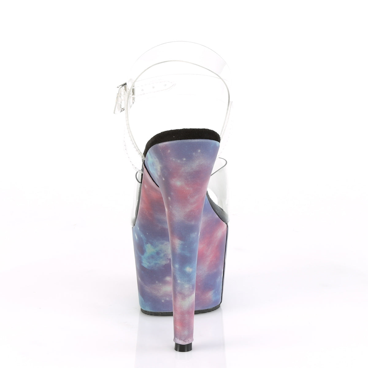 ADORE-708REFL 7" Heel, 2 3/4" PF Ankle Strap Sandal w/ Reflective Effect