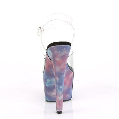 ADORE-708REFL 7" Heel, 2 3/4" PF Ankle Strap Sandal w/ Reflective Effect