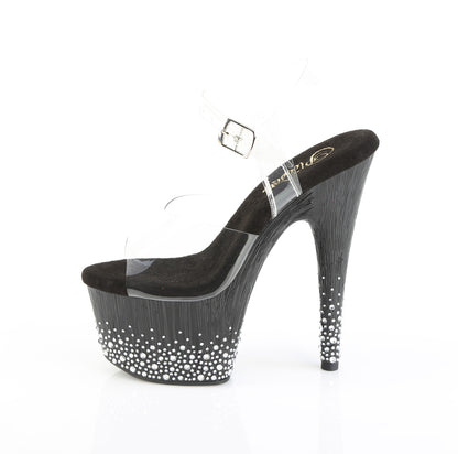 ADORE-708SPKL-01 7" Heel, 2 3/4" PF Ankle Strap Sandal w/ Sprinkle RS
