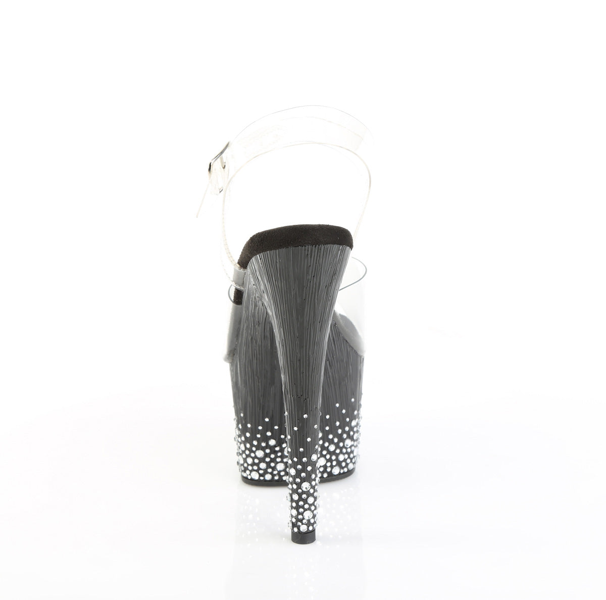 ADORE-708SPKL-01 7" Heel, 2 3/4" PF Ankle Strap Sandal w/ Sprinkle RS