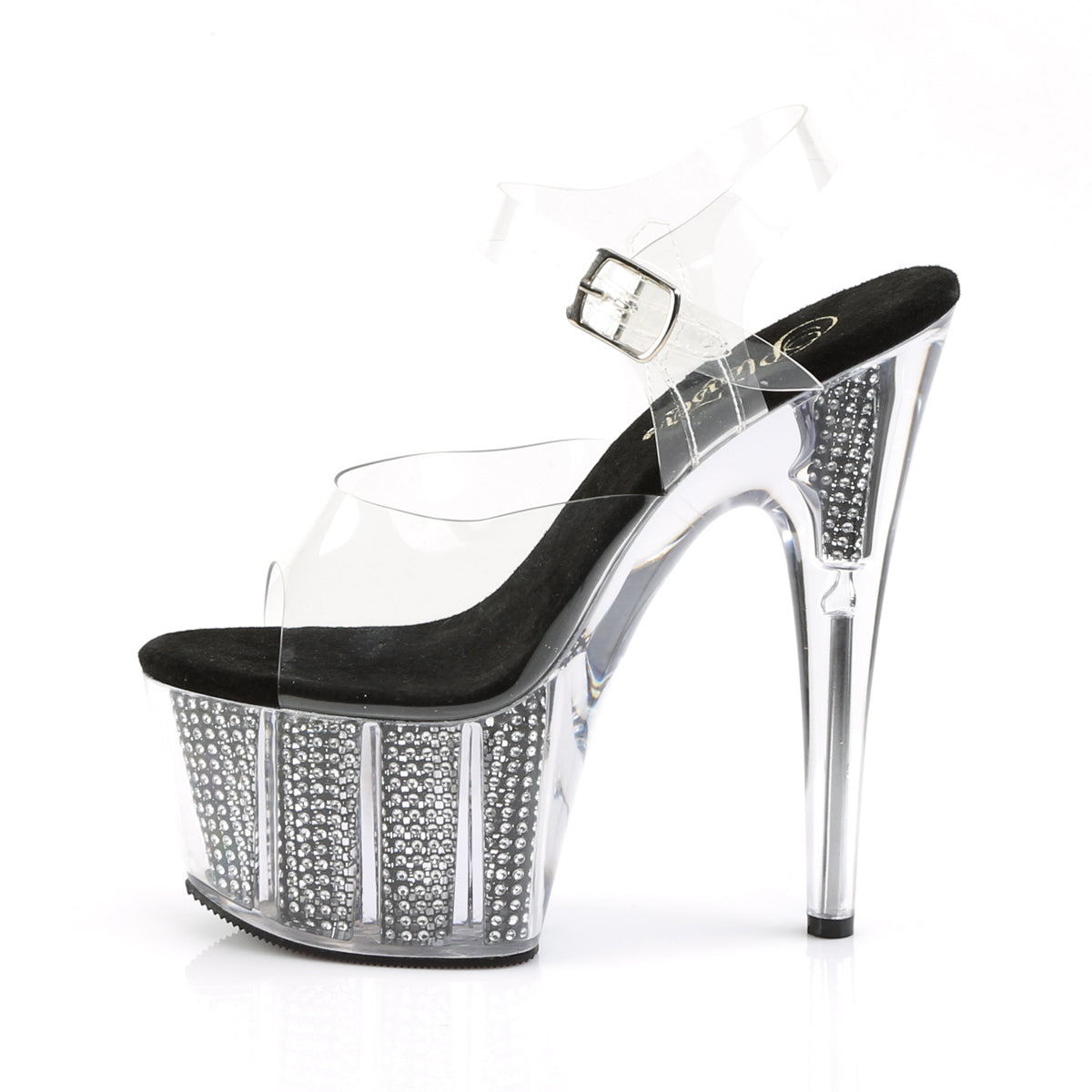 ADORE-708SRS 7" Heel, 2 3/4" PF Sandal W/Simulated RS Filled Bottom