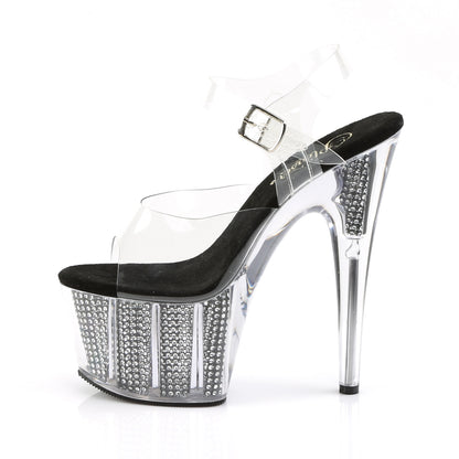 ADORE-708SRS 7" Heel, 2 3/4" PF Sandal W/Simulated RS Filled Bottom