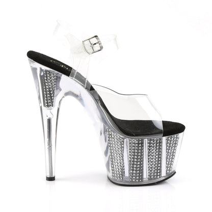 ADORE-708SRS 7" Heel, 2 3/4" PF Sandal W/Simulated RS Filled Bottom