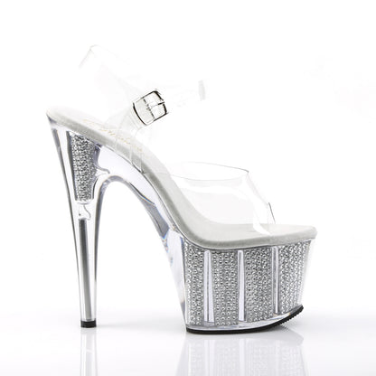 ADORE-708SRS 7" Heel, 2 3/4" PF Sandal W/Simulated RS Filled Bottom
