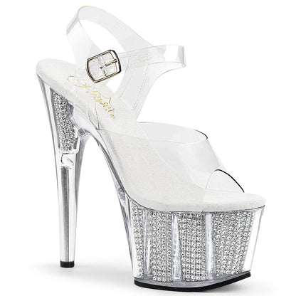 ADORE-708SRS 7" Heel, 2 3/4" PF Sandal W/Simulated RS Filled Bottom