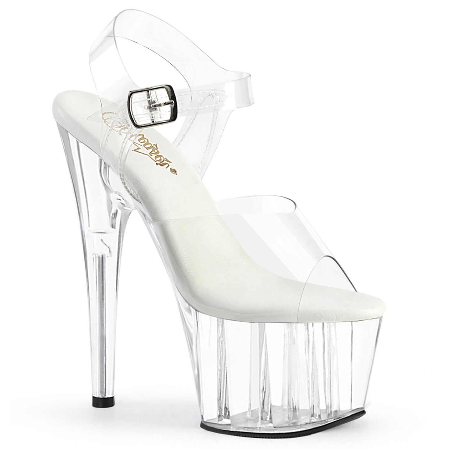 ADORE-708VL 7" Heel, 2 3/4" PF Faux Leather Insoles Ankle Strap Sandal