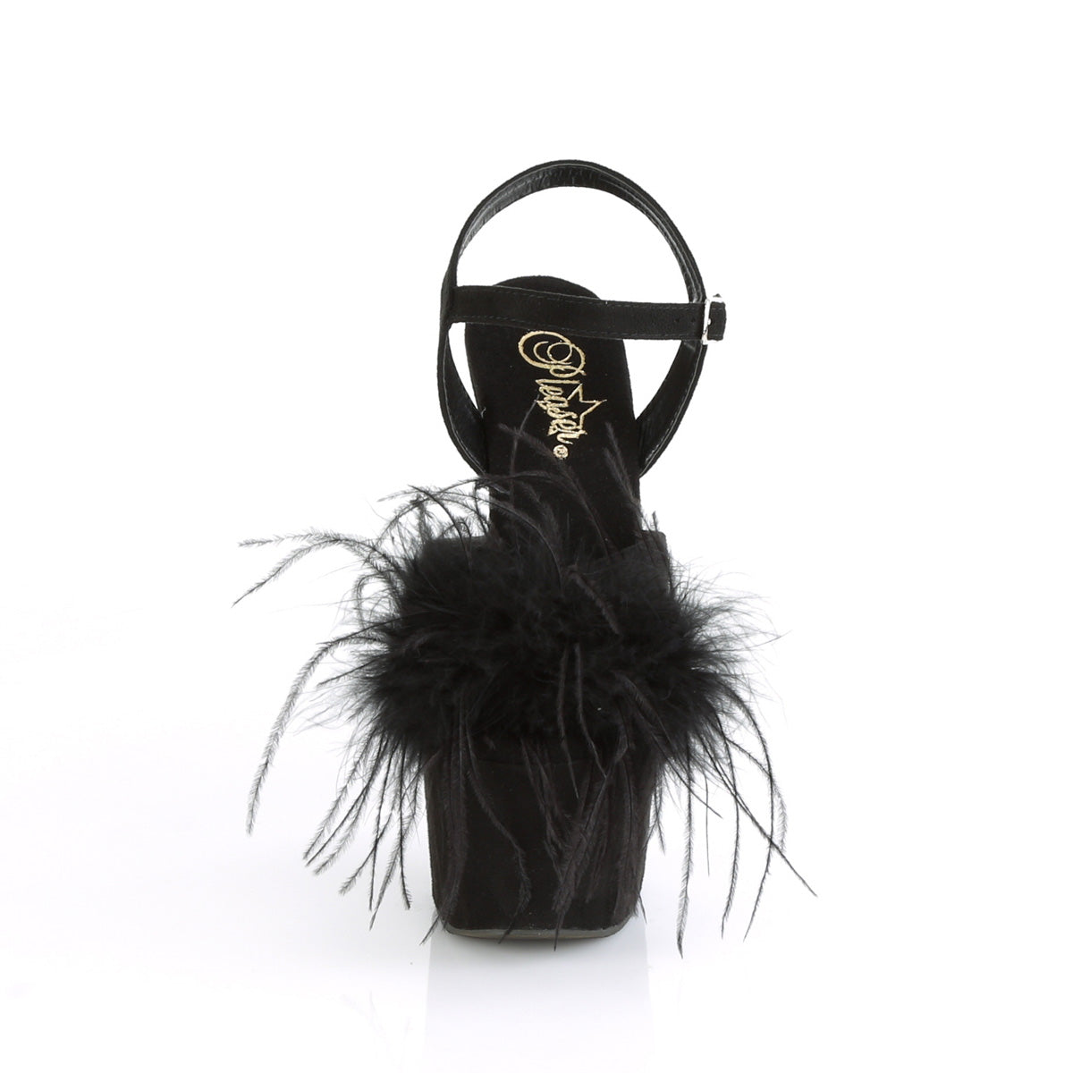 ADORE-709F *7" Heel, 2 3/4" PF Ankle Strap Sandal w/Feather