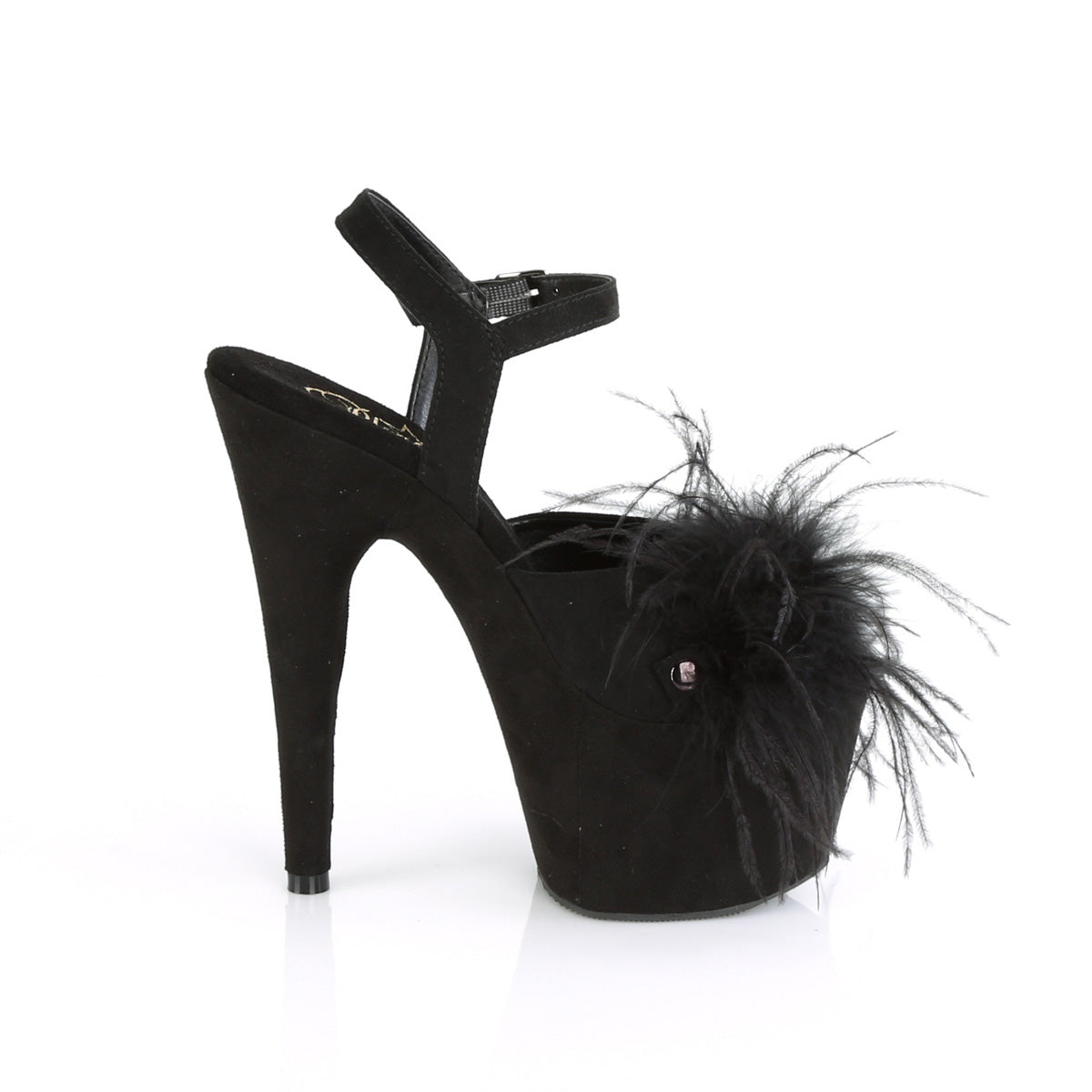 ADORE-709F *7" Heel, 2 3/4" PF Ankle Strap Sandal w/Feather