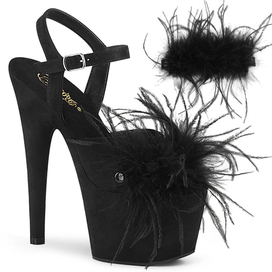 ADORE-709F *7" Heel, 2 3/4" PF Ankle Strap Sandal w/Feather