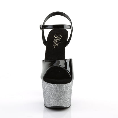 ADORE-709OMBRE 7" Heel, 2 3/4" Ombre Glittered PF Ankle Strap Sandal