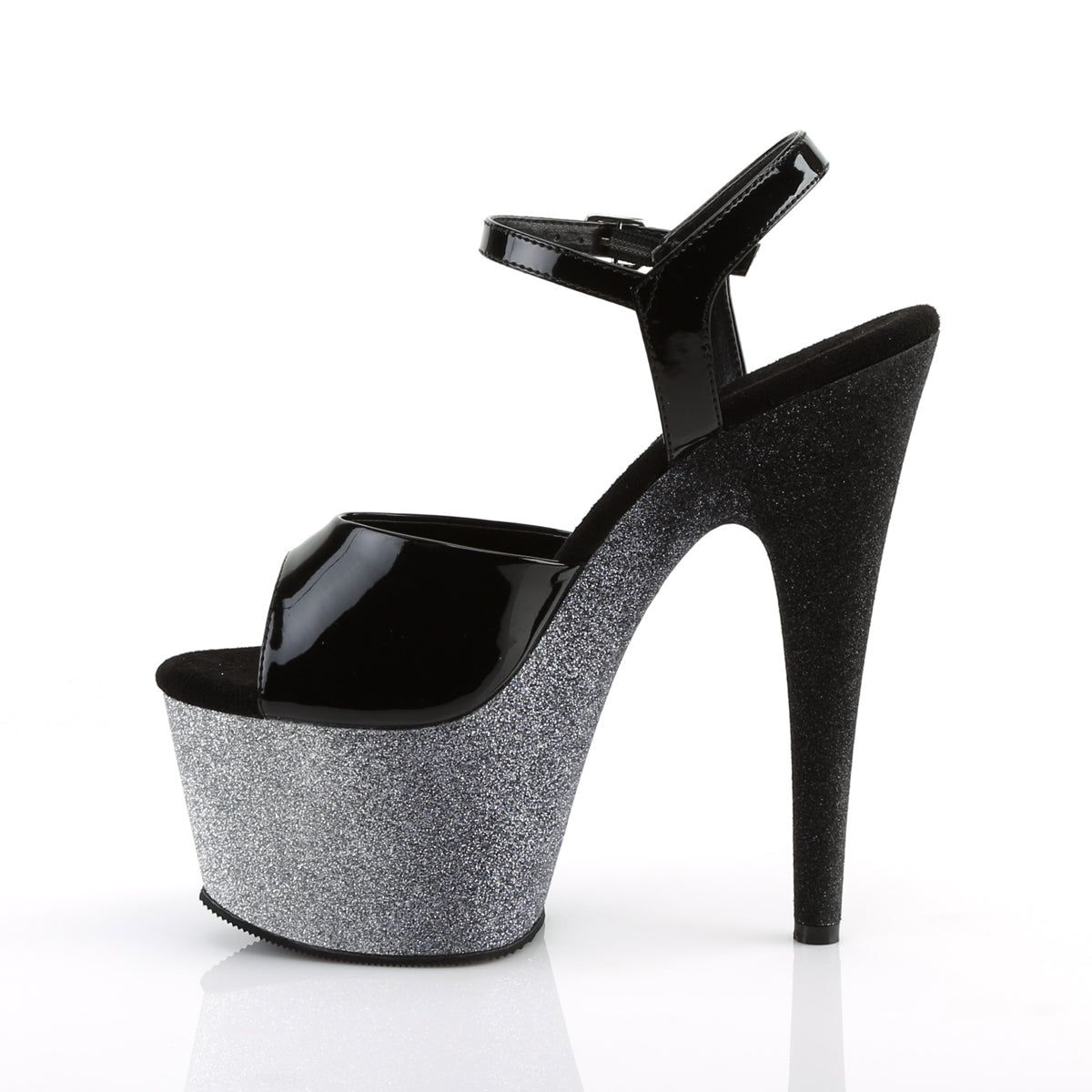 ADORE-709OMBRE 7" Heel, 2 3/4" Ombre Glittered PF Ankle Strap Sandal