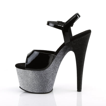 ADORE-709OMBRE 7" Heel, 2 3/4" Ombre Glittered PF Ankle Strap Sandal