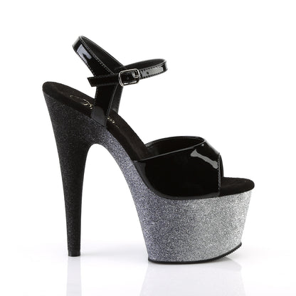 ADORE-709OMBRE 7" Heel, 2 3/4" Ombre Glittered PF Ankle Strap Sandal
