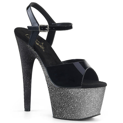 ADORE-709OMBRE 7" Heel, 2 3/4" Ombre Glittered PF Ankle Strap Sandal