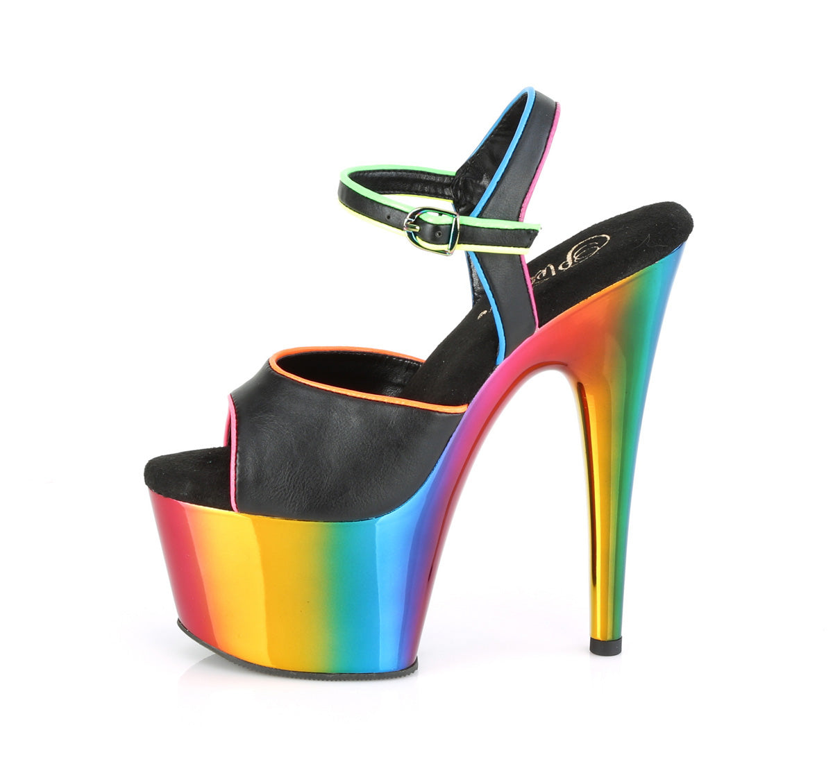 ADORE-709RC-02 *7" Heel, 2 3/4" Chrome Plated PF Ankle Strap Sandal
