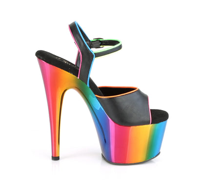ADORE-709RC-02 *7" Heel, 2 3/4" Chrome Plated PF Ankle Strap Sandal