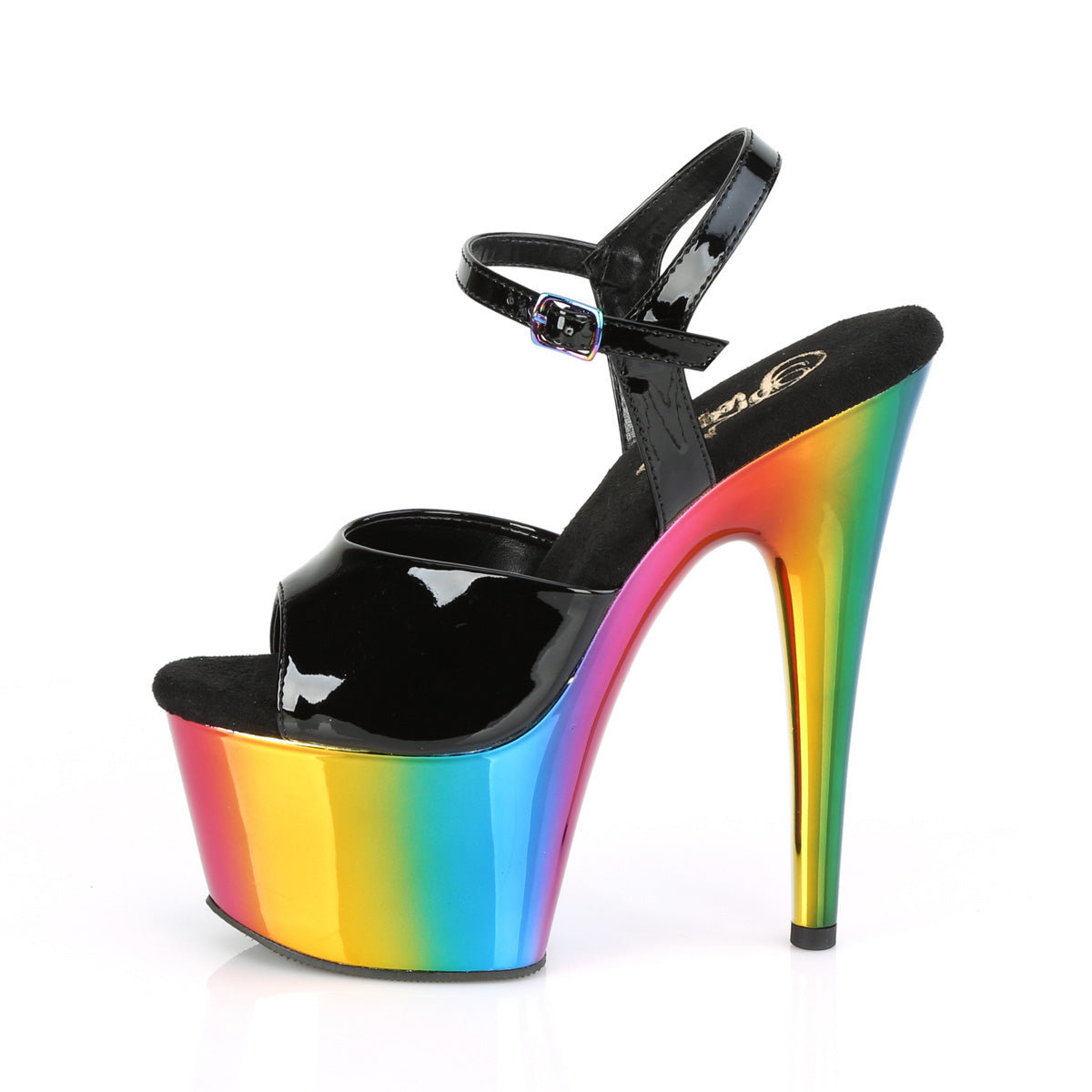 ADORE-709RC *7" Heel, 2 3/4" Chrome Plated PF Ankle Strap Sandal